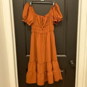 Liberty Love SzM pheasant burnt orange dress